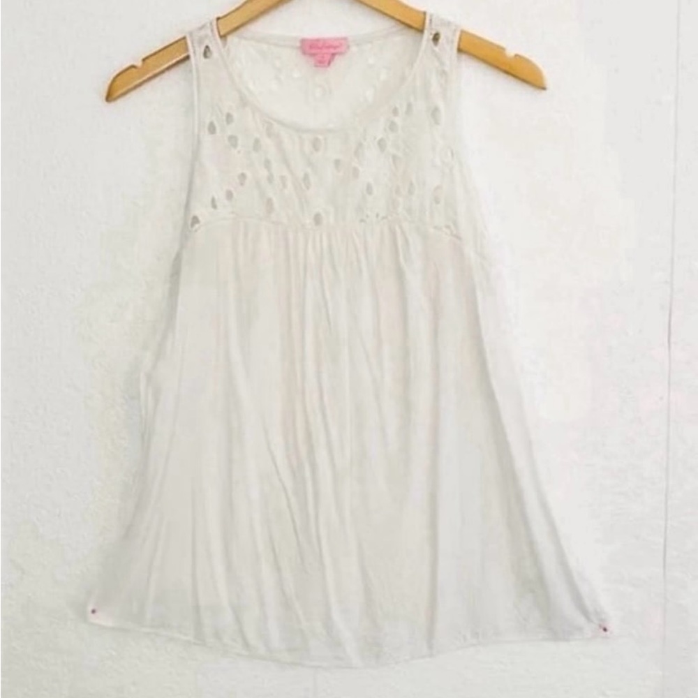 Lilly Pulitzer White Smocked Tank Top, size small